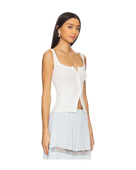 Free People White End Game Pointelle Tank