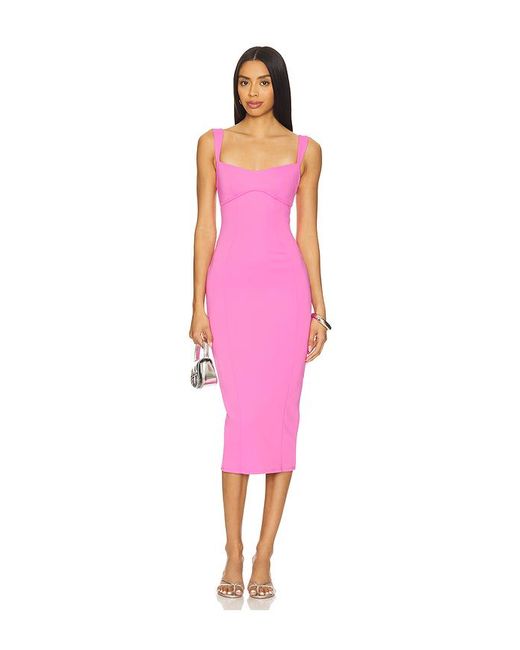 GOOD AMERICAN Pink Sculpting Sweetheart Midi Dress