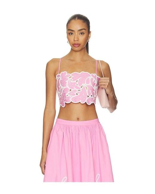 Cinq À Sept Pink Paisley Bloom Embroidered Caterina Top