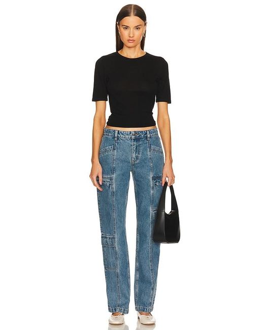 GRLFRND Blue Naomi Low Rise Slim Cargo Jeans