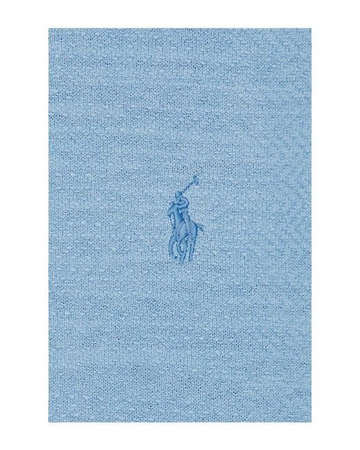 Polo Ralph Lauren Blue Short Sleeve Cotton Blend Textured Cardigan Sweater With Collar for men