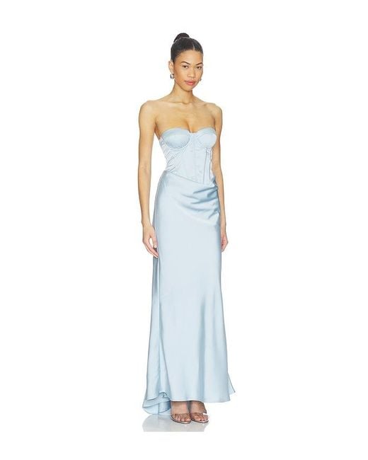 ROTATE BIRGER CHRISTENSEN White Satin Corset Maxi Dress