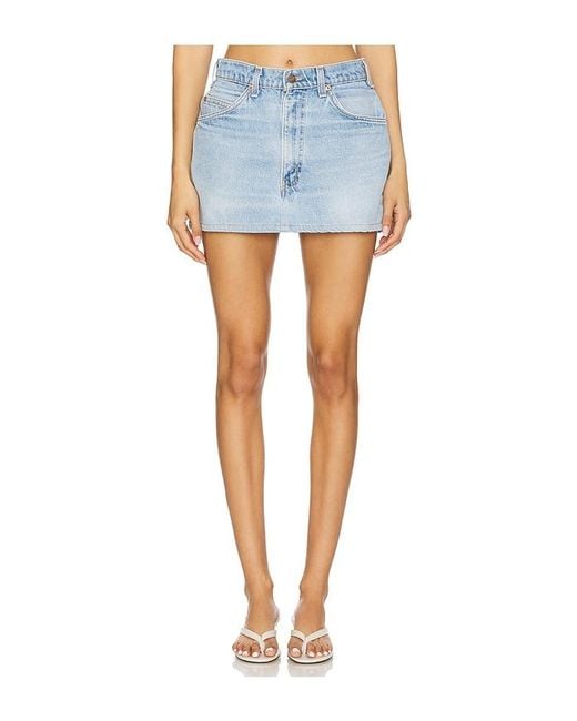 aligrace Blue Vintage Hemmed Mini Skirt