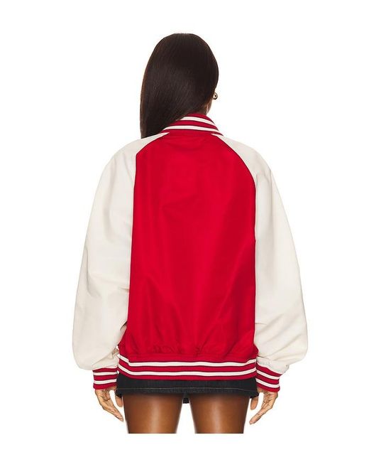 Guess Red Raglan Patch Bomber Jacket
