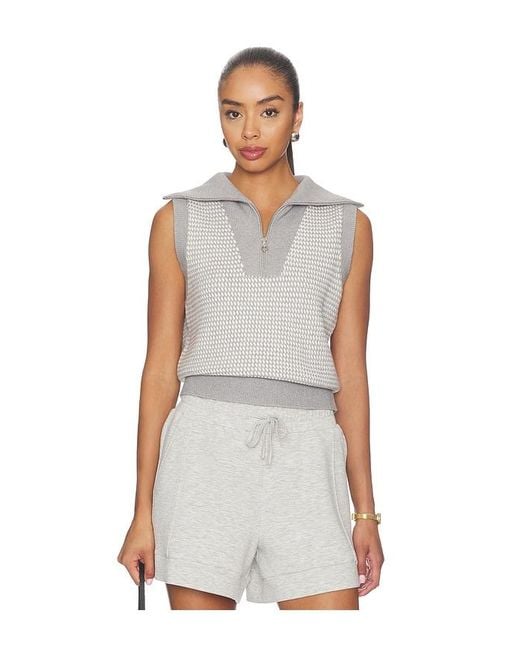 Varley White Peterson Half Zip Knit Top