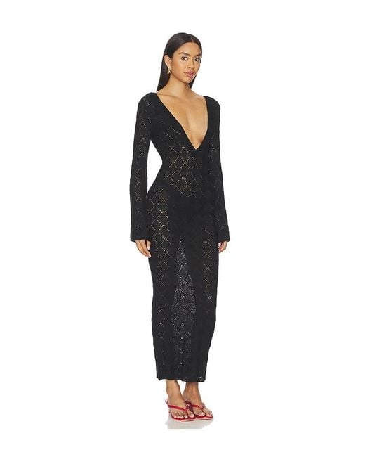 MORE TO COME Black Dylan Deep V Maxi Dress