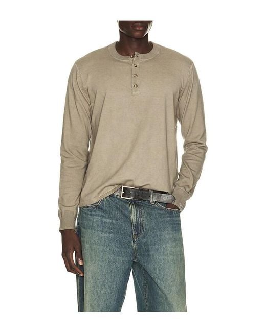 Rag & Bone Blue Washed Supima Henley for men