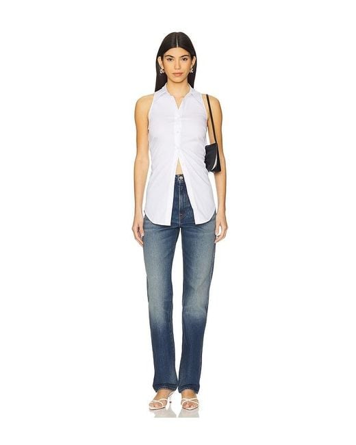 Simon Miller White Loch Sleeveless Poplin Button Up