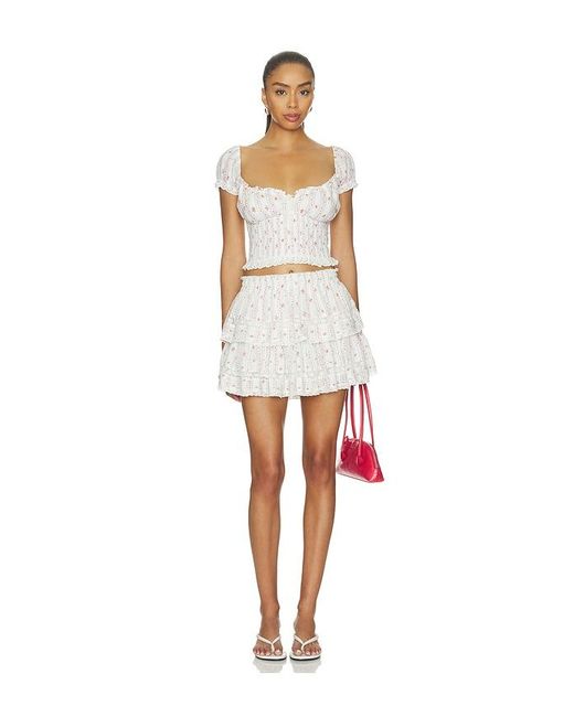 LoveShackFancy White Ruffle Mini Skirt