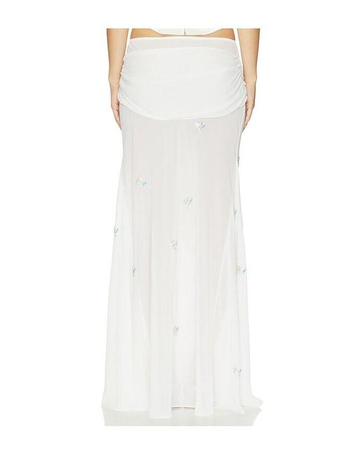 Anna October White Oriana Maxi Skirt With Embroidery
