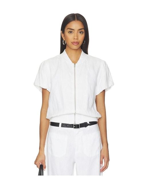 Sanctuary White Everly Linen Bomber Top