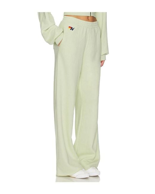 Aviator Nation Green 5 Stripe Wide Leg Pocket Sweatpant