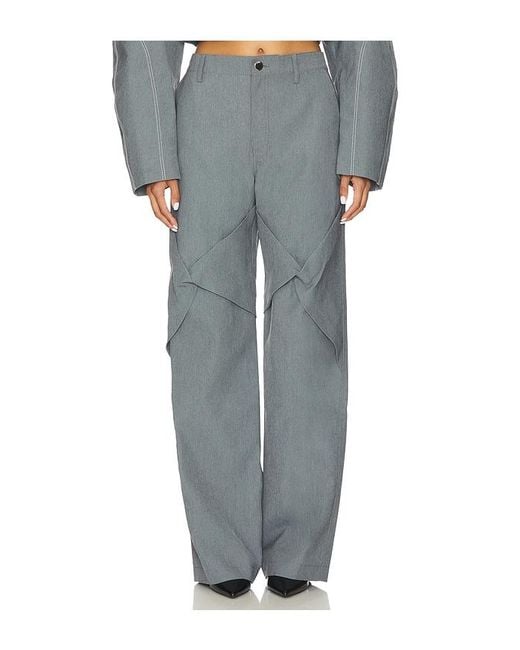 Kate Barton Gray Draped Specialty Denim Trouser
