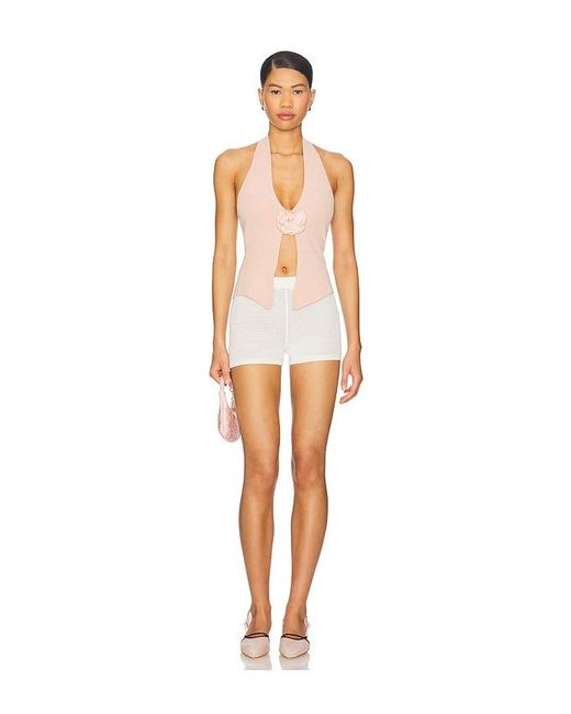 With Jean White Rose Top