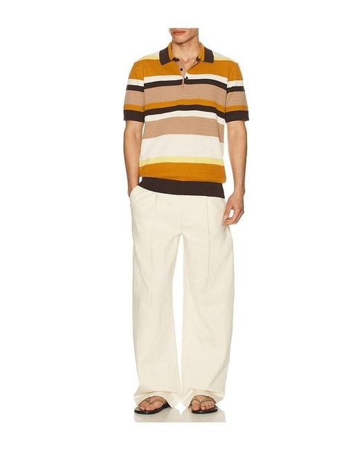 Scotch & Soda Orange Structured Striped Knitted Polo for men