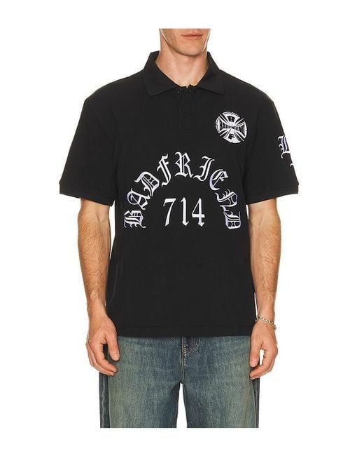 Badfriend Black Best Out Embroidered Knit Polo for men