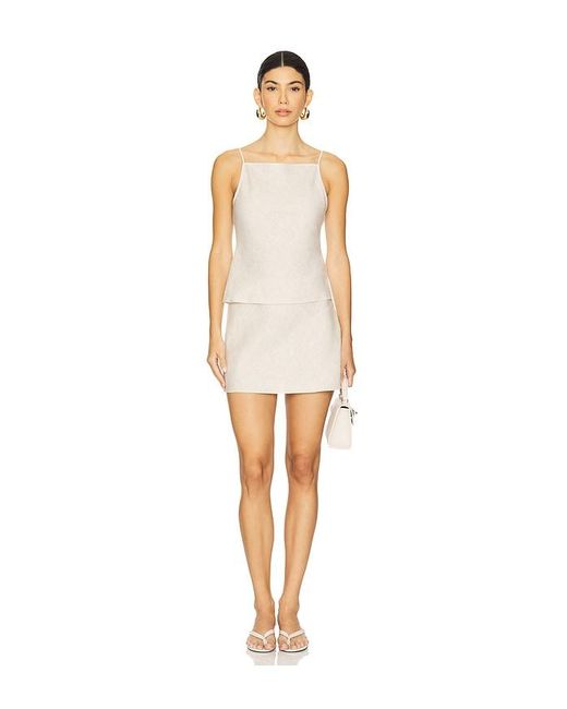 L'academie White Eula Linen Mini Skirt