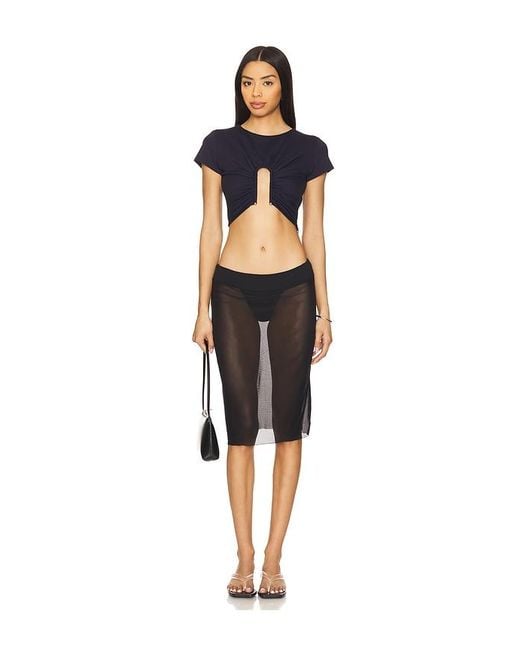 Susana Monaco Black Upside Down U Wire Ss Top