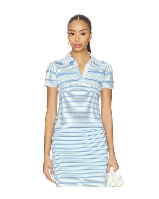 Jonathan Simkhai Blue Paxton Knit Polo