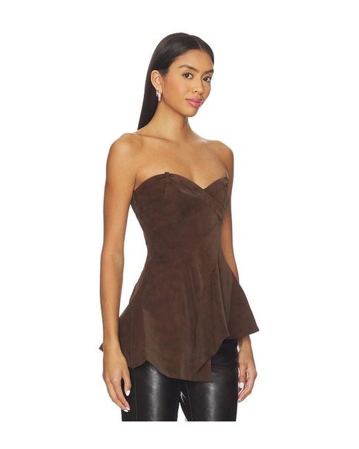 AMUR Brown Augusta Bustier Peplum Top