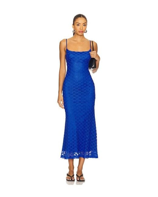 Bardot Blue Adoni Mesh Midi Dress