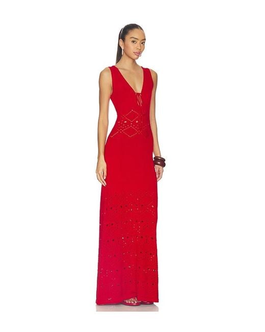 Seven Wonders Red Milah V-neck Knit Maxi Dress