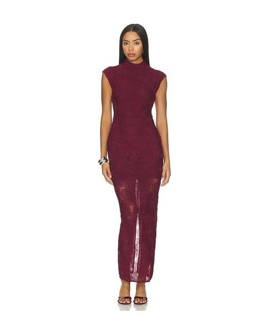 ROTATE BIRGER CHRISTENSEN Red Flower Mesh Maxi Dress