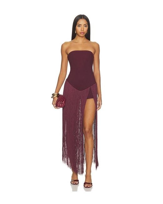superdown Red Tea Fringe Romper