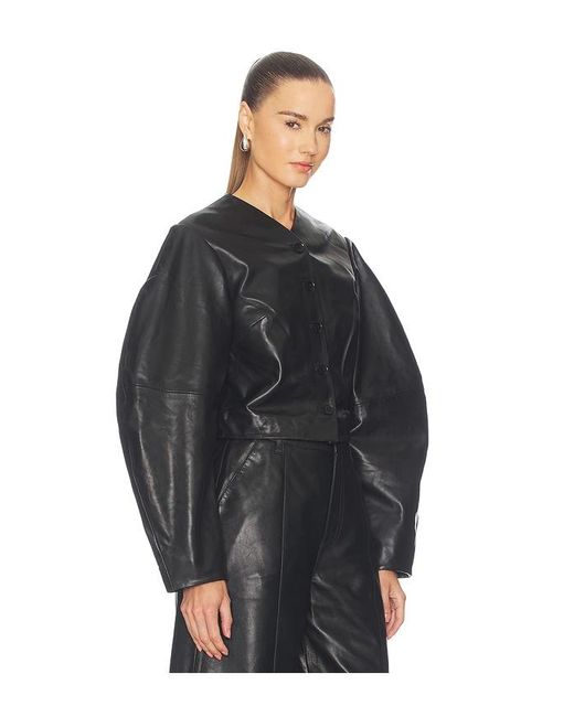 ROTATE BIRGER CHRISTENSEN Black Fitted Leather Jacket