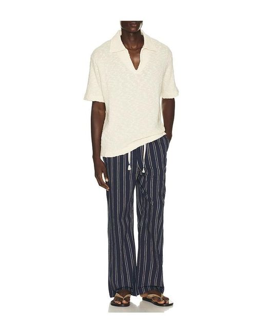 Scotch & Soda Blue Otis Striped Linen Blend Straight Fit Jogger for men