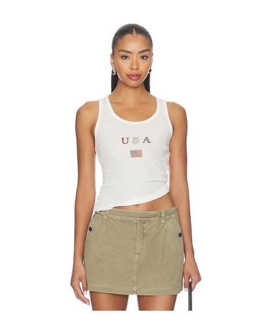 The Laundry Room White Lil Usa Flag Rib Tank