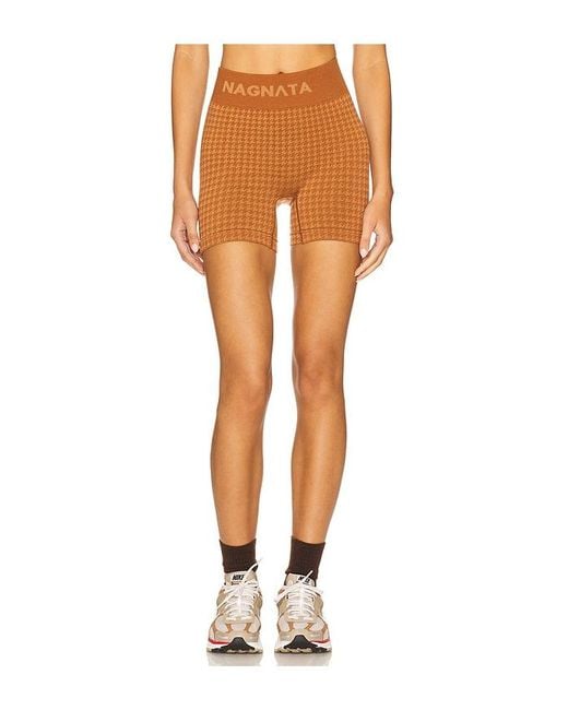 Nagnata Orange Houndstooth Wool Mini Short