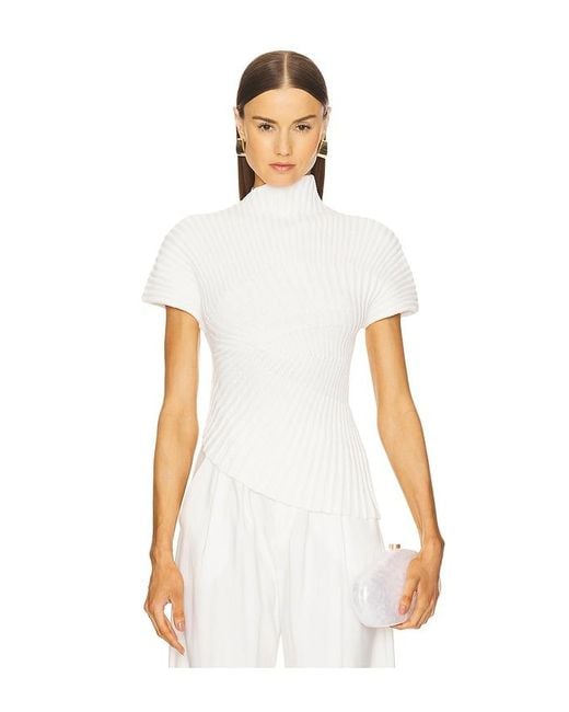 Cult Gaia White Annemie Knit Top