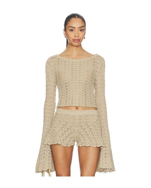 Tularosa Natural Zaylee Boat Neck Open Stitch Sweater