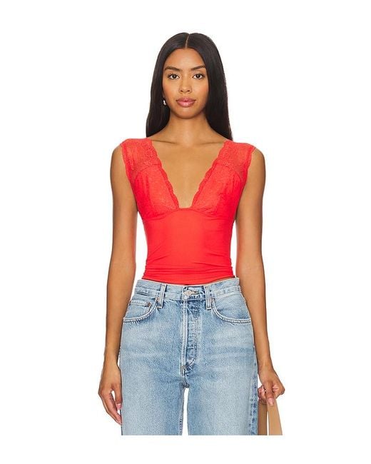 Free People Red X Intimately Fp X Revolve Power Play Cami