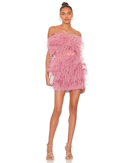 Bronx and Banco Pink Feather Mini Dress