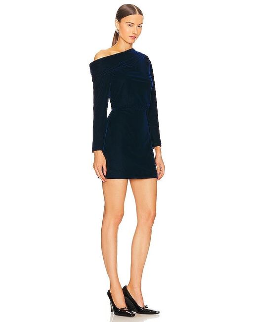 Theory Blue Asymmetrical Off Shoulder Mini Dress