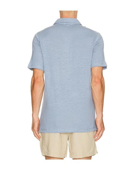 Onia Blue Shaun Stretch Linen Polo for men