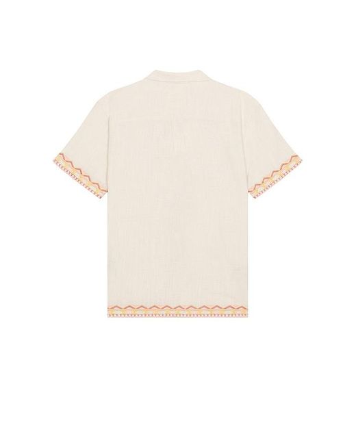 Marine Layer White Placed Embroidery Resort Shirt for men