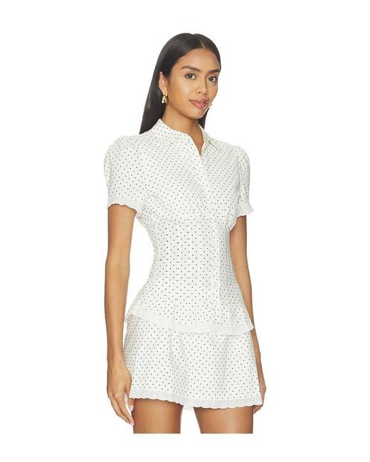 WeWoreWhat White Cinched Button Up Top