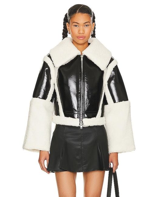 h:ours Black Lalita Faux Shearling Leather Jacket