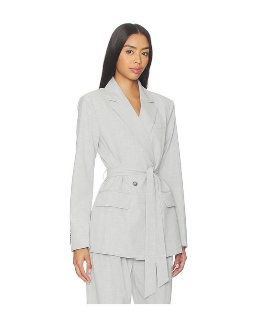 GOOD AMERICAN White Essential Suiting Belted Blazer