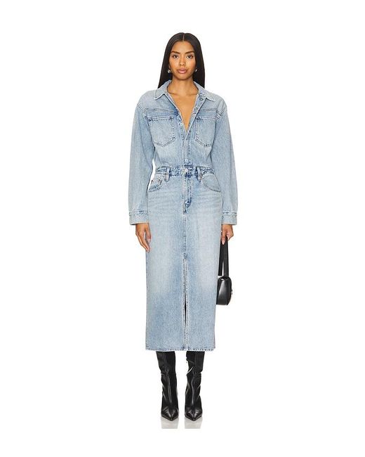 Levi's Blue Mini Logo-tag Midi Dress