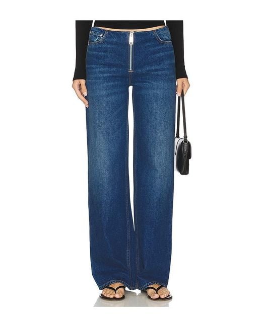 GRLFRND Blue Lina Zip Front Straight