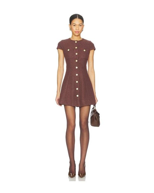 alice and olivia brown dress Alice & Olivia- Brown & Red Metallic Textured Floral 