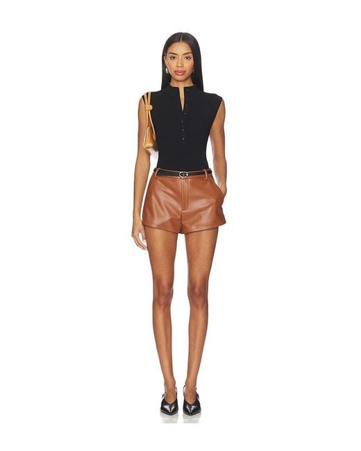 Lovers + Friends Brown Gemma Faux Leather Short