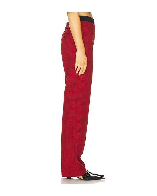 MSGM Red Techno Micro Check Pant