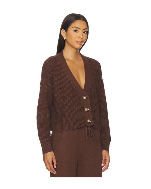 Eberjey Brown Recycled Sweater Cropped Cardigan