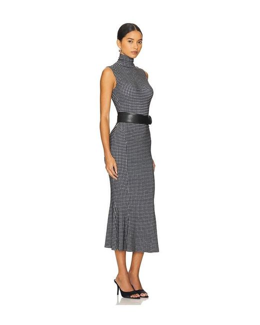 Norma Kamali Black Turtleneck Fishtail Jersey Midi Dress