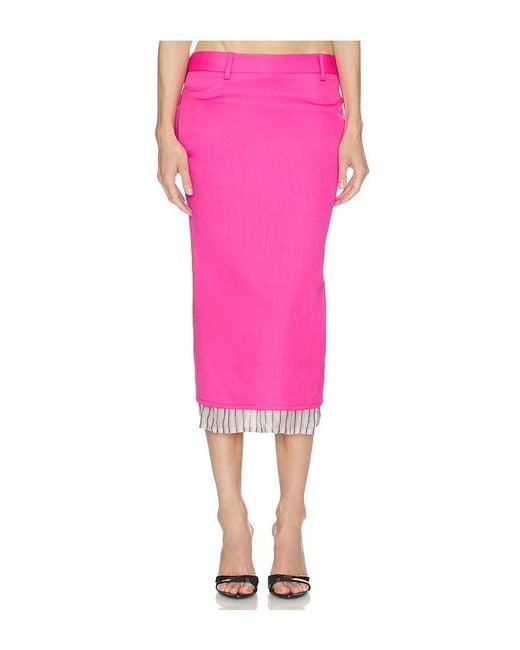 The Attico Pink Low Rise Midi Skirt